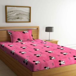 eric london Pink Kids 144 TC Poly Cotton Single Bedsheet with 1 Pillow Cover-picture-14