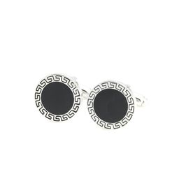 PELUCHE Silver-Toned & Black Enamel Cufflink-30