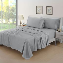 Aurave Rossini Silver-Toned Cotton 400 TC King Bedsheet with 2 Pillow Covers-image-63
