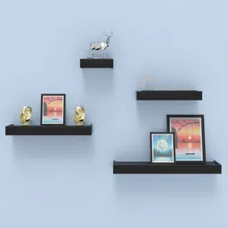 Home Sparkle Set of 4 Black Wall Shelves-28