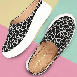 FAUSTO Women Printed Round Toe Lightweight Velvet Mule Sneakers-46