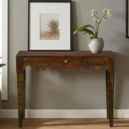 woodsworth from pepperfry Ravenel Sheesham Wood Console Table In Provincial Teak Finish-picture-46