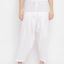 Clora Creation Women White Solid Loose-Fit Pure Cotton Salwar-image-44