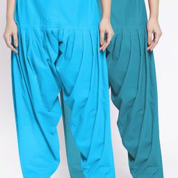 GRACIT Women Blue & Green Pack of 2 Solid Cotton Salwar-image-57