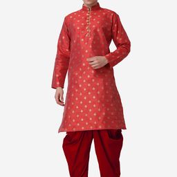ROYAL KURTA Ethnic Motifs Woven Design Mandarin Collar Regular Kurta With Salwar-image-87