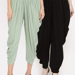 Clora Creation Women Pack of 2 Green & Black Solid Salwar-image-21