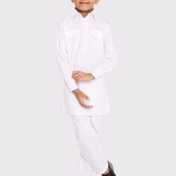 Maharaja Boys Shirt Collar Long Sleeve Pathani With Salwar-30