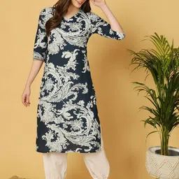 antaran Ethnic Motifs Printed V-Neck Pure Cotton Kurta with Salwar-picture-3