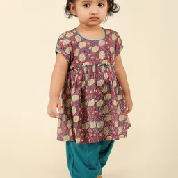 Fabindia Girls Floral Printed Pure Cotton Kurta with Salwar-55