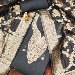 SHADOW & SAINING Floral Printed Zari Unstitched Dress Material-image-40