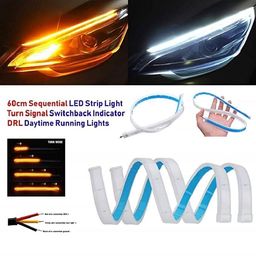 Eltron Turbo ELT5487UTRE DC Power Sequential Flow Universal Waterproof Ultra-Fine 60cm DRL | Daytime Running Light | Flexible | Soft | Tube Car LED Strip | White and Yellow Color (Pack Of 2) image 4