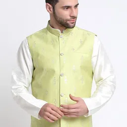 KRAFT INDIA Embroidered Mandarin Collar Ethnic Nehru Jacket-13