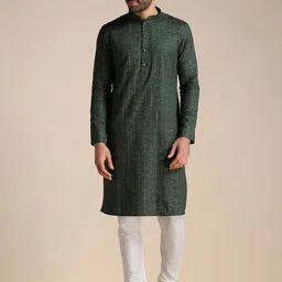 Manyavar Men Geometric Printed Cotton Kurta-picture-42