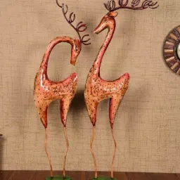 craft tree Hand Painted Deer (Set Of 2) Iron Figurine-picture-0