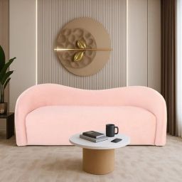 casacraft from pepperfry Lunara Boucle Fabric 2 Seater Sofa In Baby Pink Color-picture-12