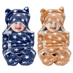 OyO Baby Navy Blue & Brown 2 Pieces Geometric Fleece AC Room 350 GSM Single Bed Blankets-29