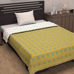Divine Casa Cambric Yellow & Blue Floral Pure Cotton AC Room 120 GSM Single Bed Dohar-image-84