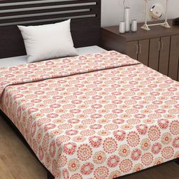Divine Casa Prism Peach-Coloured Floral Pure Cotton AC Room 120 GSM Single Bed Dohar-image-58
