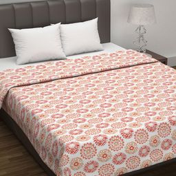 Divine Casa Prism Peach-Coloured Floral Pure Cotton AC Room 120 GSM Double Bed Dohar-image-25