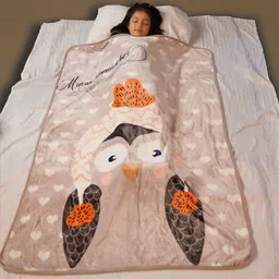 Yellow Bee Peach-Coloured & White Cartoon Characters AC Room 354 GSM Single Bed Blanket-image-57