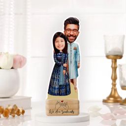 Personalized Indian Wedding Caricature with Wooden Stand-image-89