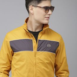 U.S. Polo Assn. Men Mustard & Grey Colourblocked Lightweight Bomber Jacket-image-30