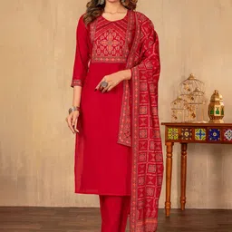 DRESOUL Women Ethnic Motifs Printed Regular Kurta with Pyjamas & With Dupatta-picture-3
