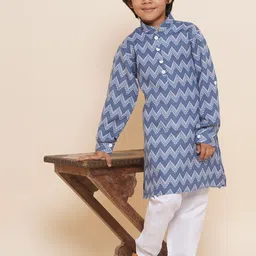 Aj DEZInES Boys Printed Regular Pure Cotton Kurta with Pyjamas-image-17