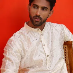 Jompers Men Embroidered Regular Mirror Work Kurta with Pyjamas-6