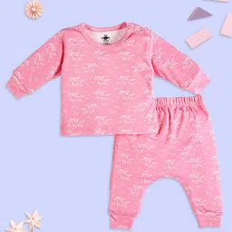The Mom Store Infants Printed Pure Cotton T-shirt With Pyjamas-image-71