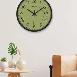 OLIVE TREE Black & Olive Green PrintedAnalogue Round Contemporary Wall Clock-5