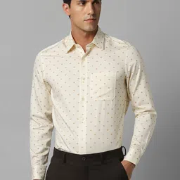 Louis Philippe Floral Printed Spread Collar Cotton Formal Shirt-36