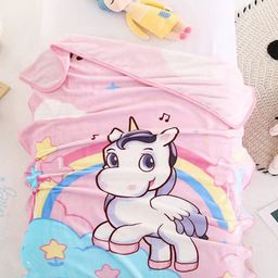 Butterthief Blue & Pink Cartoon Characters Microfiber AC Room 233 GSM Single Bed Blanket-image-29