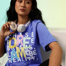 HRX by Hrithik Roshan Women Typography Printed Relaxed Fit Pure Cotton T-shirt-picture-11