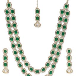 Peora Ruby & Cubic Zirconia Studded Necklace Set-image-98