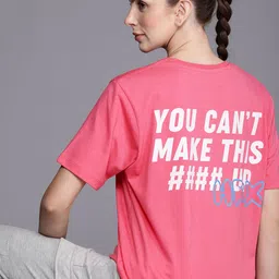 HRX by Hrithik Roshan Women Typography Printed Pure Cotton Oversized T-shirt-image-57