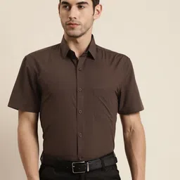 SOJANYA Men Brown Classic Regular Fit Solid Pure Cotton Formal Shirt-image-56