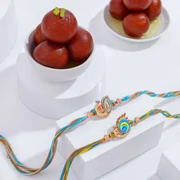 Radiant Peacock Motif Rakhi Duo With Gulab Jamun-picture-28