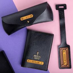 Personalized Classic PU Leather Passport Cover Set - Black-image-34
