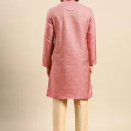 Anouk Men Red Woven Design Kurta with Pyjamas image 2