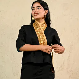 INAAYA JAIPUR Women Lightweight Crop Tailored Jacket with Embroidered-image-99