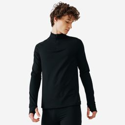 Men's Warm Long-Sleeved Zip Running T-Shirt - KIPRUN Run 100 Warm - Black-image-64