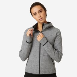 domyos Women's Sweater Jacket Hoodie Zip-Up 560 Spacer For Gym- Grey-picture-27