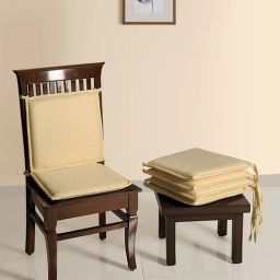 swayam Cream Solid Cotton 16x16 Inches Chair Pads (Set of 4)-picture-11