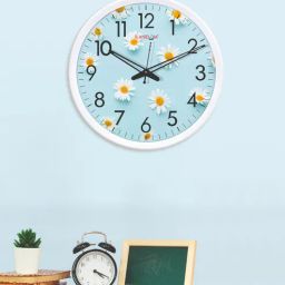 random Plastic Sun Flower Wall Clock In White-picture-31