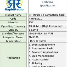RapidRadio RRHFSM01 HF 13.56 MHz ISO 14443A FM1108 Mifare 1K Compatible Plain White RFID Smart Cards - Pack of 10 image 4