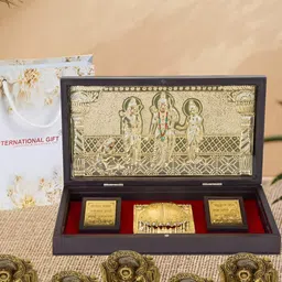 INTERNATIONAL GIFT Gold Toned Ram Darbar God Idol Home Gift Set-13