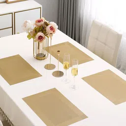 HOKIPO 4 Pieces Beige Textured Table Placemats-57