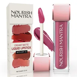 Nourish Mantra Creamy Matte Liquid Lipstick With SPF - 3.5ml - Berry Dhamaka-15