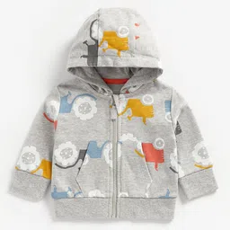 mothercare Boys Grey Printed Pure Cotton Hooded Sweatshirt-picture-54